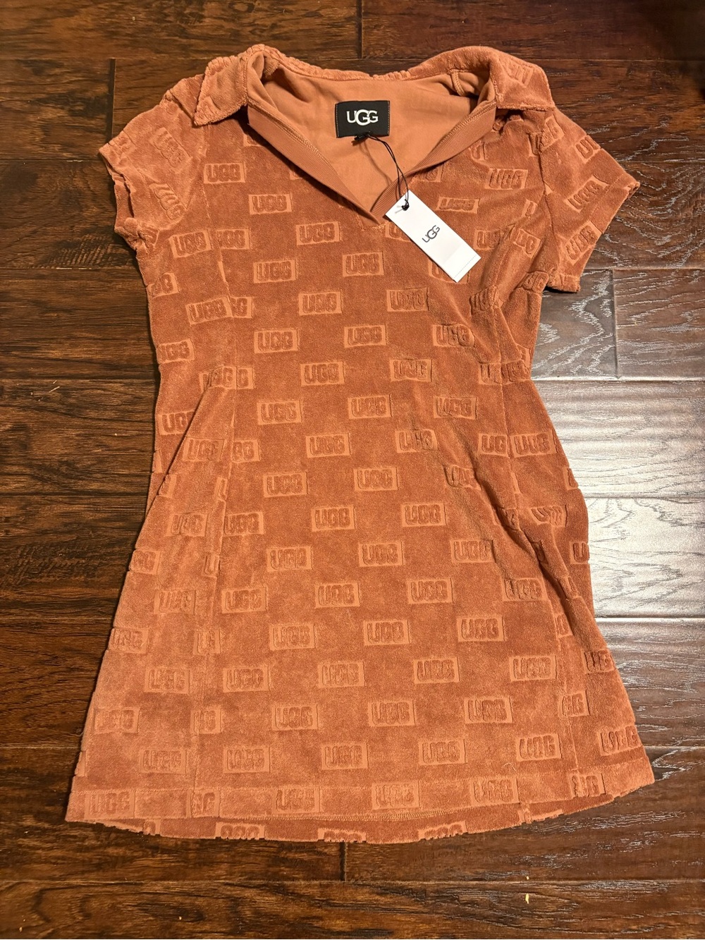 UGG Women's Short Sleeve Hooded Terry Tunic in Rust Orange